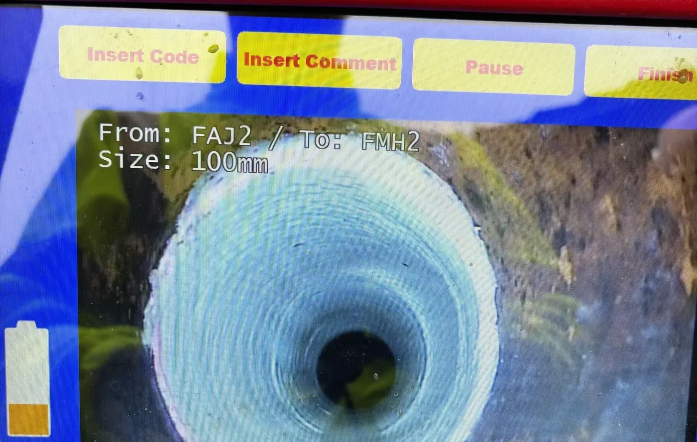 The pipe afterwards, checked on camera